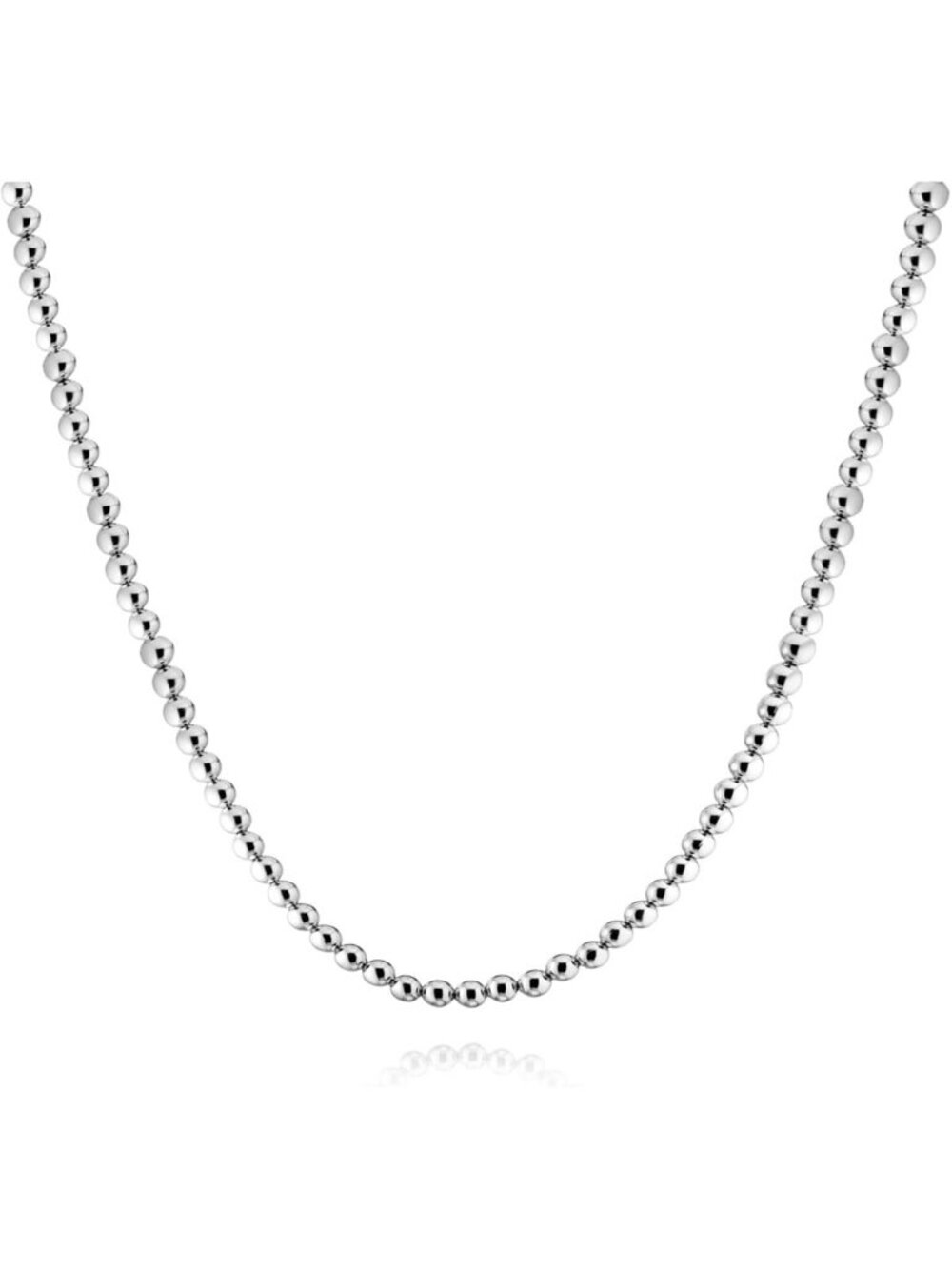 Handmade 3MM Sterling Silver Bead Ball Necklace for Women - Gift Box Included